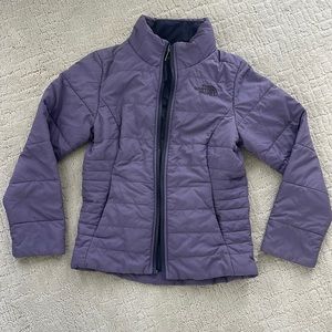 The North Face girls purple jacket. Size XS (6)